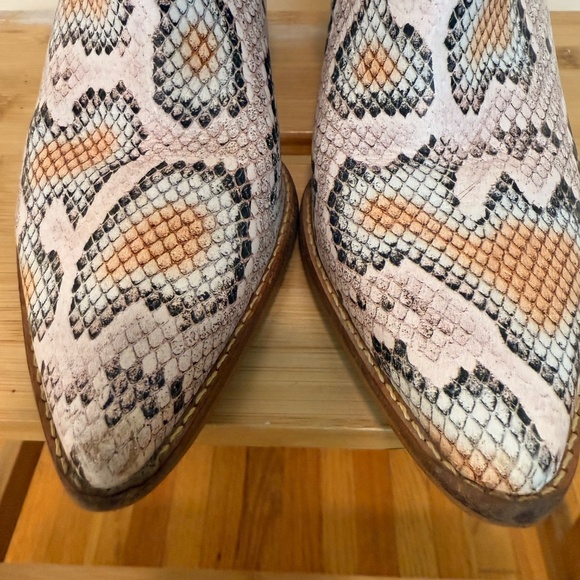 Leather Snakeskin Print Multicolour Heeled Ankle Boots - Picture 9 of 11